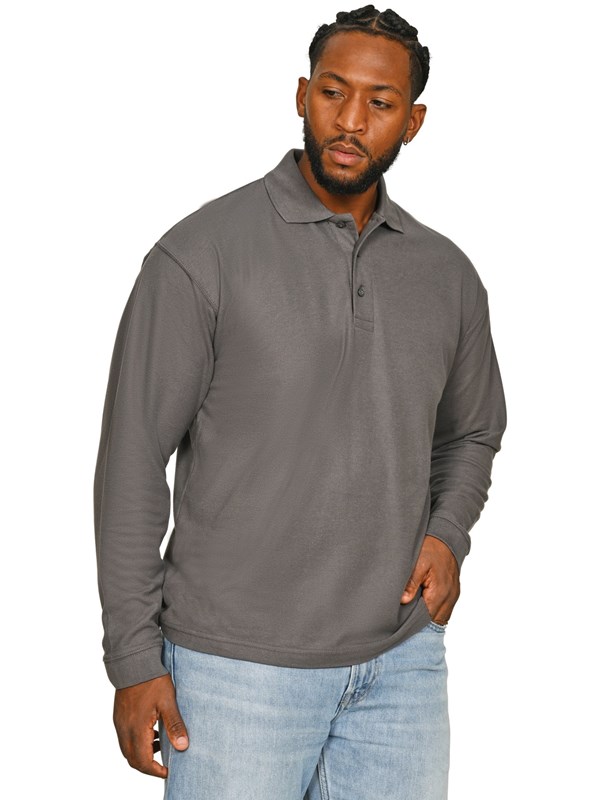 Long Sleeve Polo Shirt Charcoal
